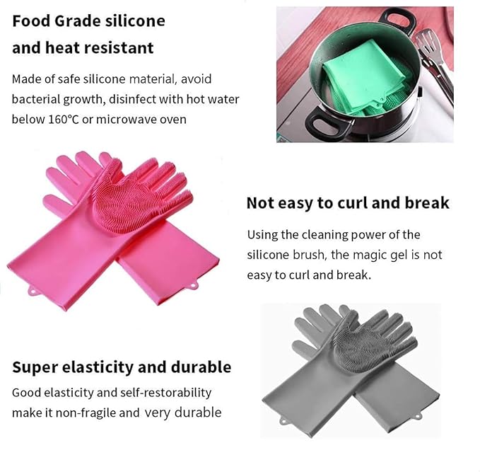 Silicone Dish Washing Gloves for Kitchen Cleaning