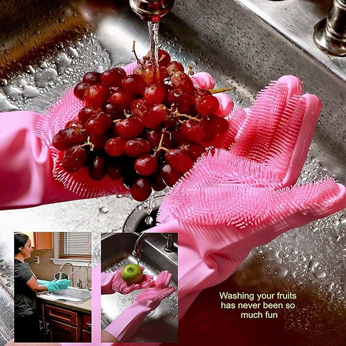 Silicone Dish Washing Gloves for Kitchen Cleaning