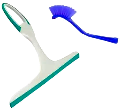 Combo Set Kitchen Wiper Nylon Wet and Dry Wiper with Wash Basin Brush